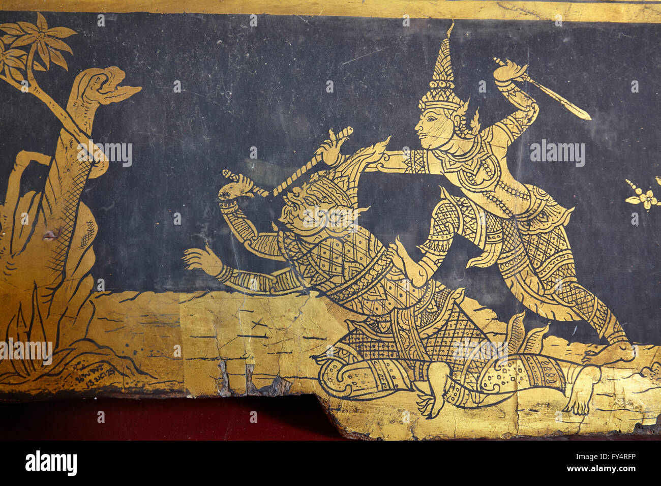Peintures à l'intérieur du temple de Wat Pho à Bangkok, Thaïlande Banque D'Images