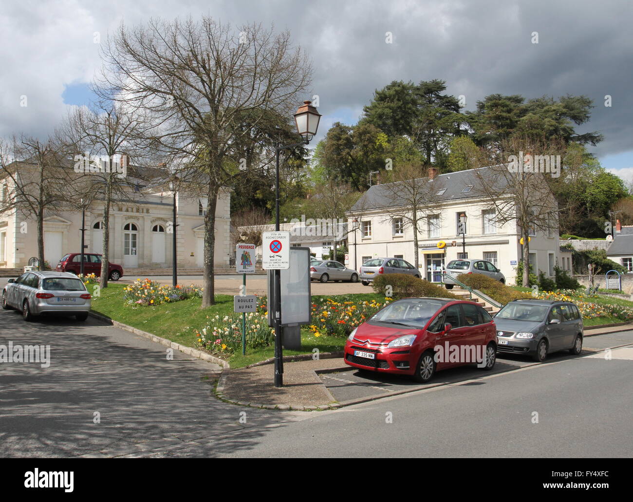 Rochecorbon, bureau de poste et mairie France Avril 2016 Banque D'Images