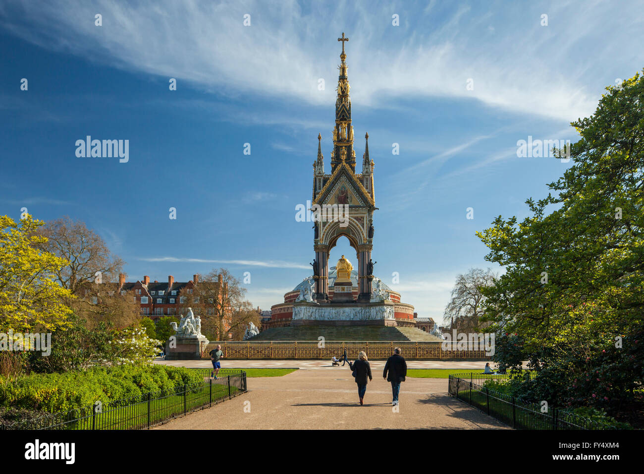 L'Albert Memorial dans Kensington Gardens, Londres, Angleterre. Banque D'Images