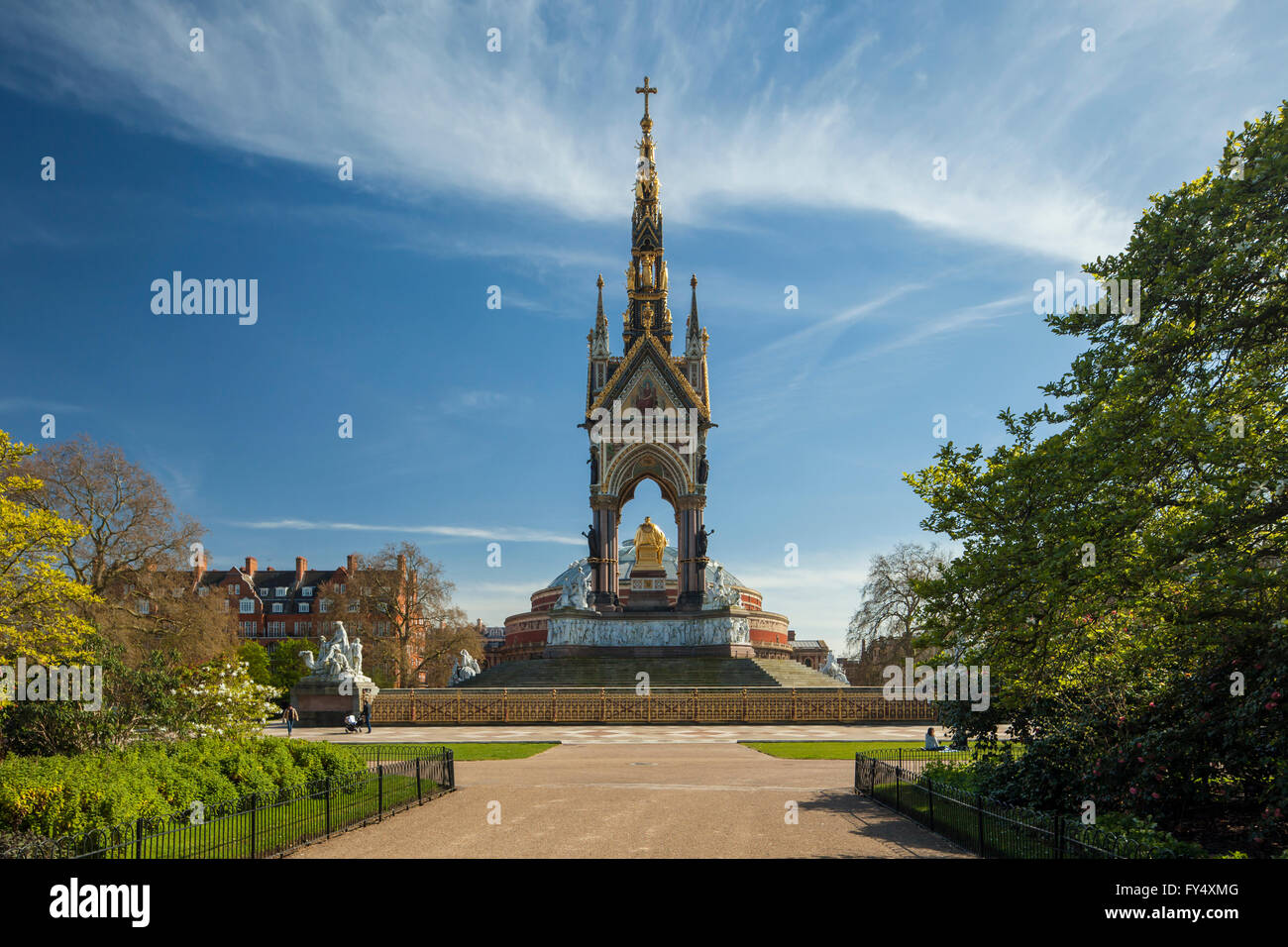 L'Albert Memorial dans Kensington Gardens, Londres, Angleterre. Banque D'Images