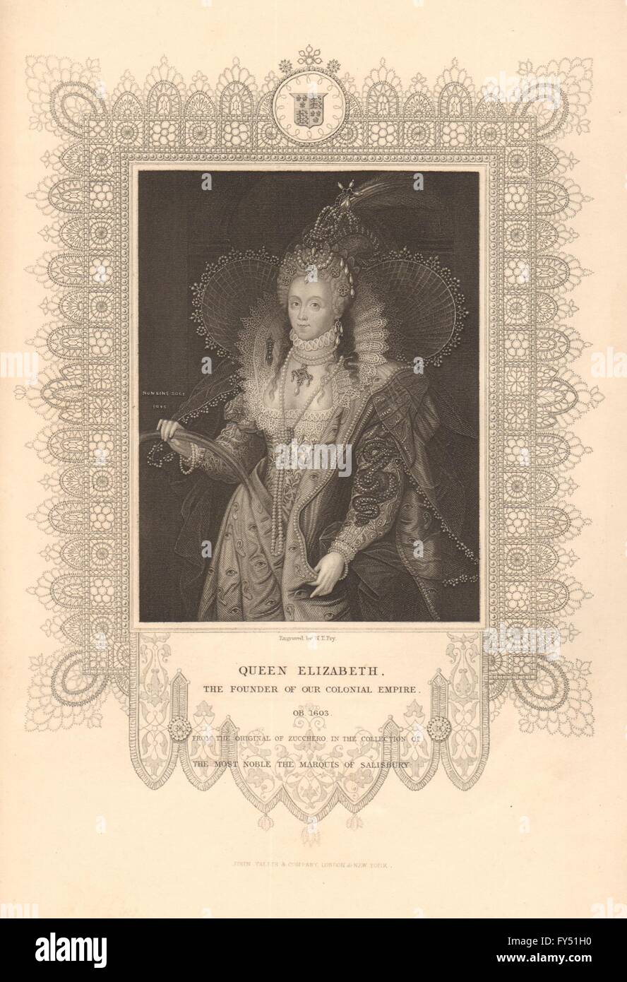 L'histoire britannique. La Reine Elizabeth I. La reine vierge. TALLIS, old print 1849 Banque D'Images