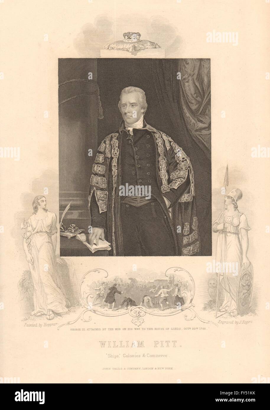 L'histoire britannique. William Pitt. George III attaqué par la foule, 1795. 1849 TALLIS Banque D'Images