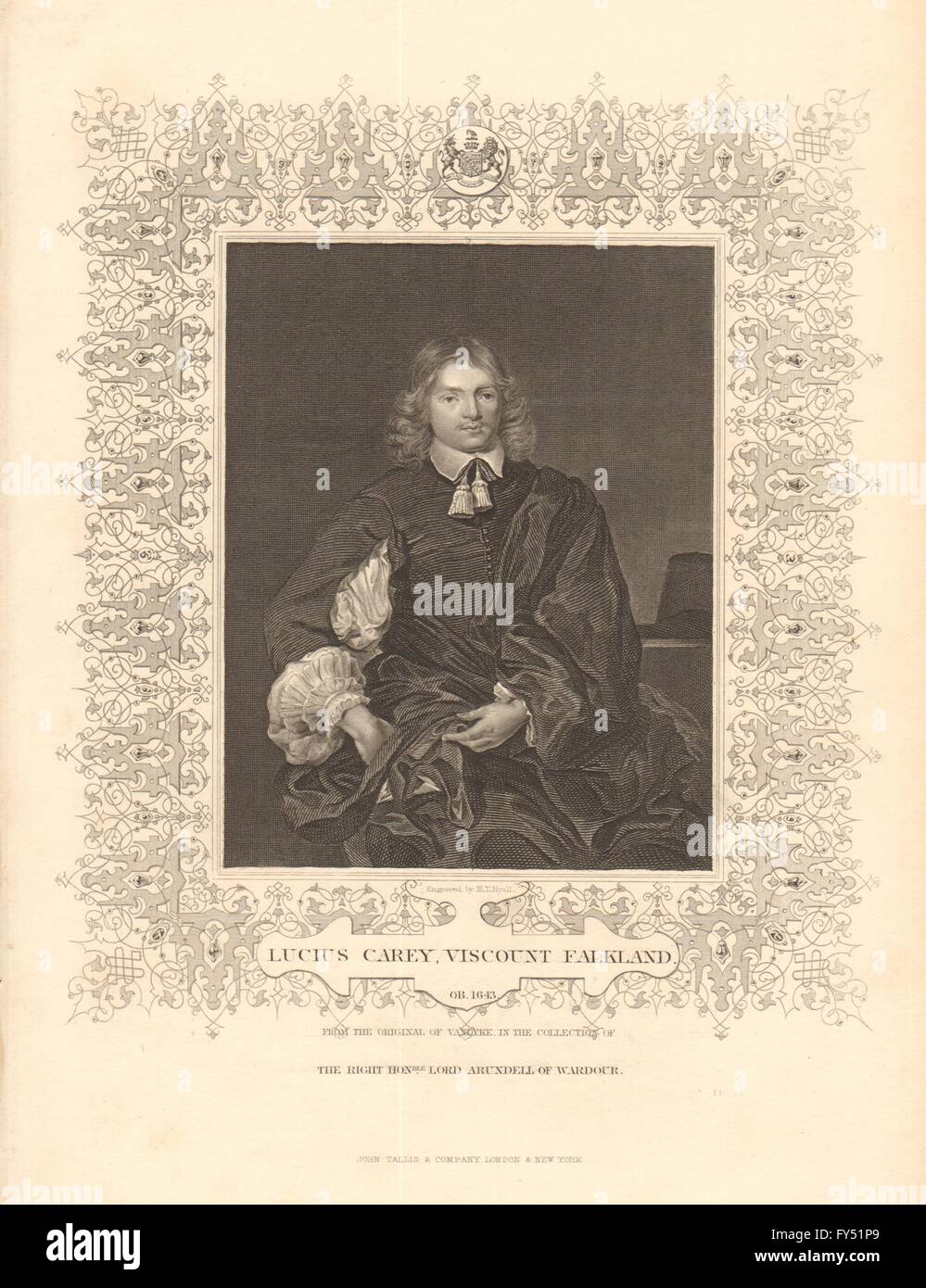 L'histoire britannique. Lucius Carey, vicomte Falkland. Guerre civile anglaise. 1849 TALLIS Banque D'Images