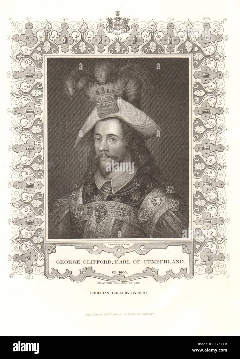 L'histoire britannique. George Clifford, comte de Cumberland. TALLIS, old print 1849 Banque D'Images