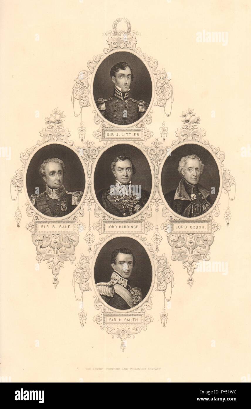L'histoire britannique. Sir J Littler/R Vente/H Smith. Lords Hardinge/Gough. 1849 TALLIS Banque D'Images