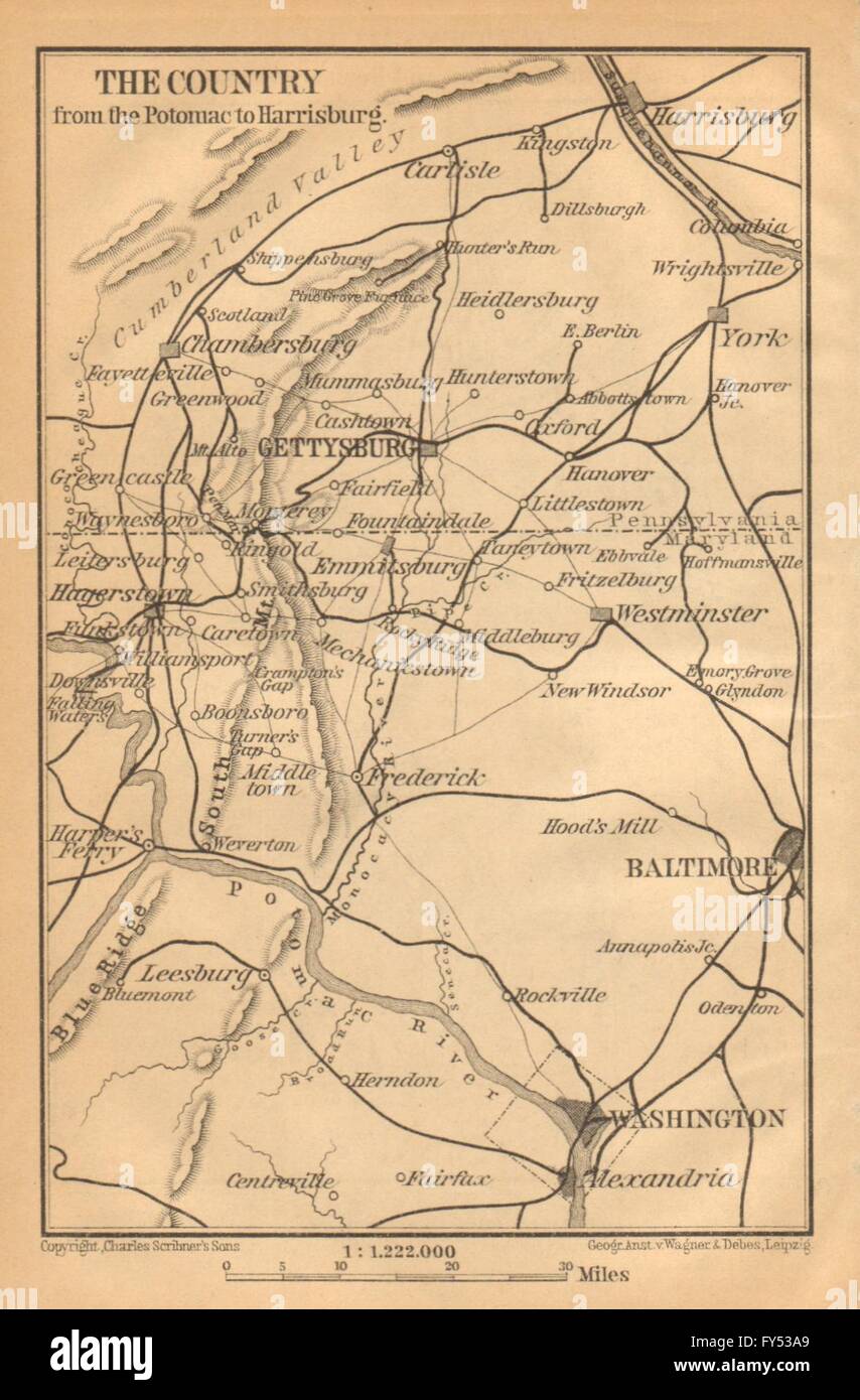Environs de Gettysburg. Virginia Maryland. Washington Baltimore, 1904 Ancien site Banque D'Images