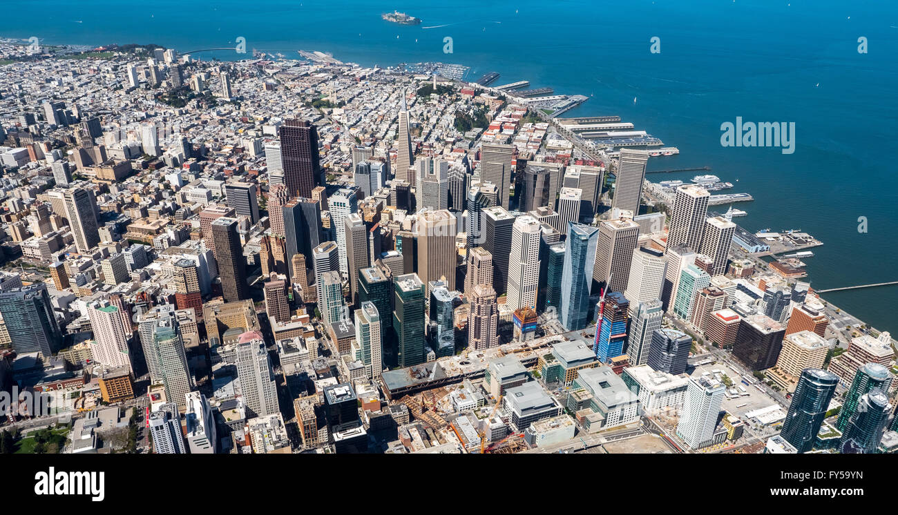 Vue aérienne du sud de Market district SoMa, du quartier financier, du centre-ville, San Francisco, San Francisco Bay Area Banque D'Images