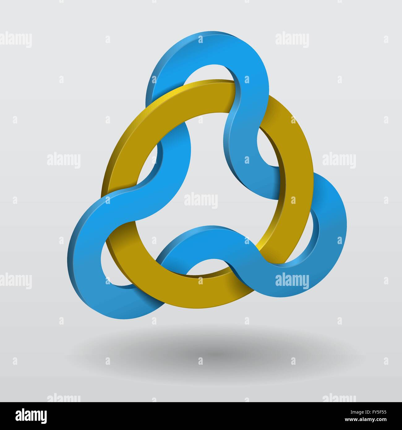 3D noeud celtique triquetra avec magic anneau d'or. Symbole de puissance et de magie. Illustration de Vecteur