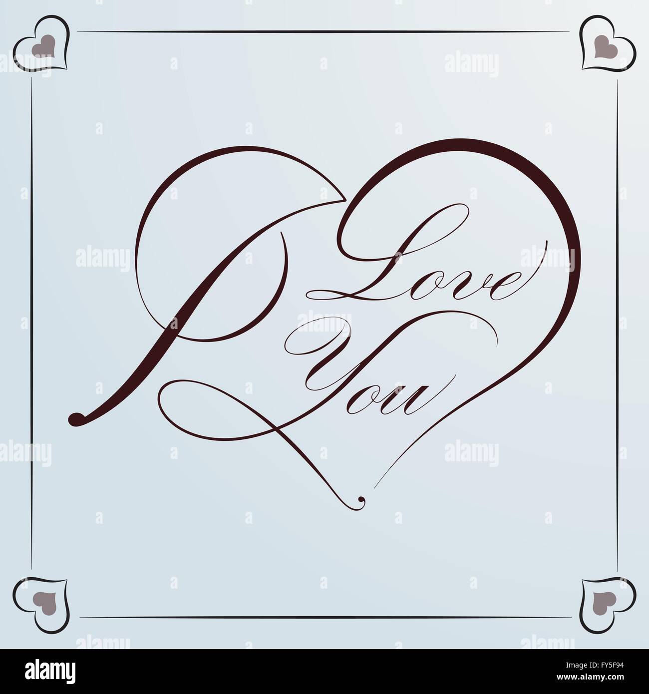 Coeur calligraphique des éléments décoratifs en format vectoriel. Idéal pour une carte de la Saint-Valentin. Illustration de Vecteur