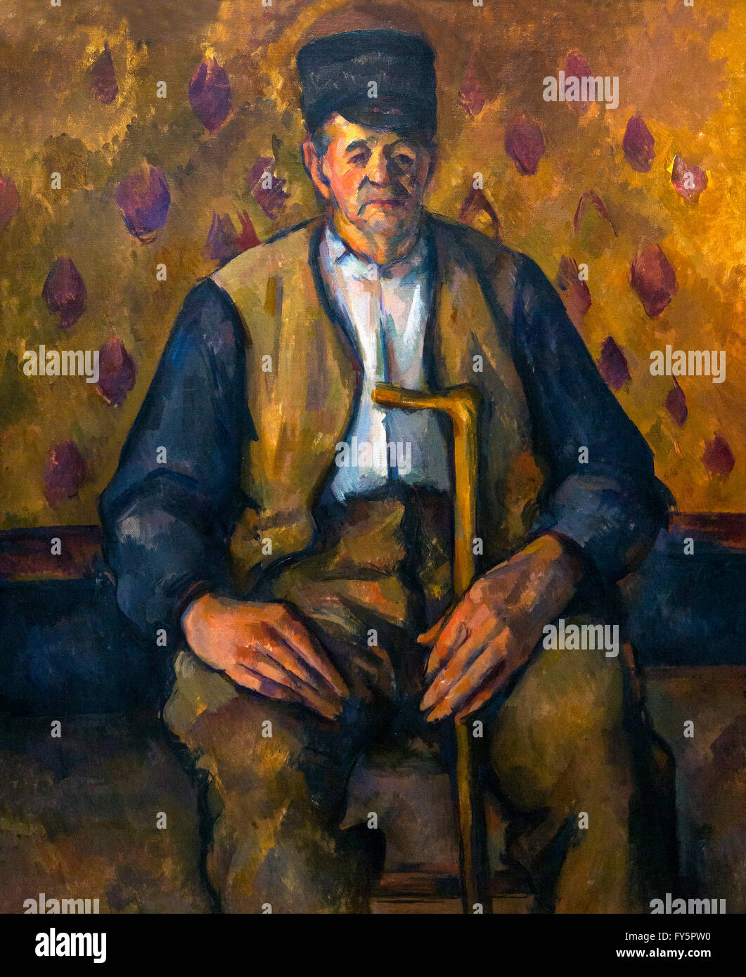 Farmer sitting, paysan assis, par Paul Cezanne, 1900-04, Musée d'Orsay Art Gallery, Paris, France, Europe Banque D'Images