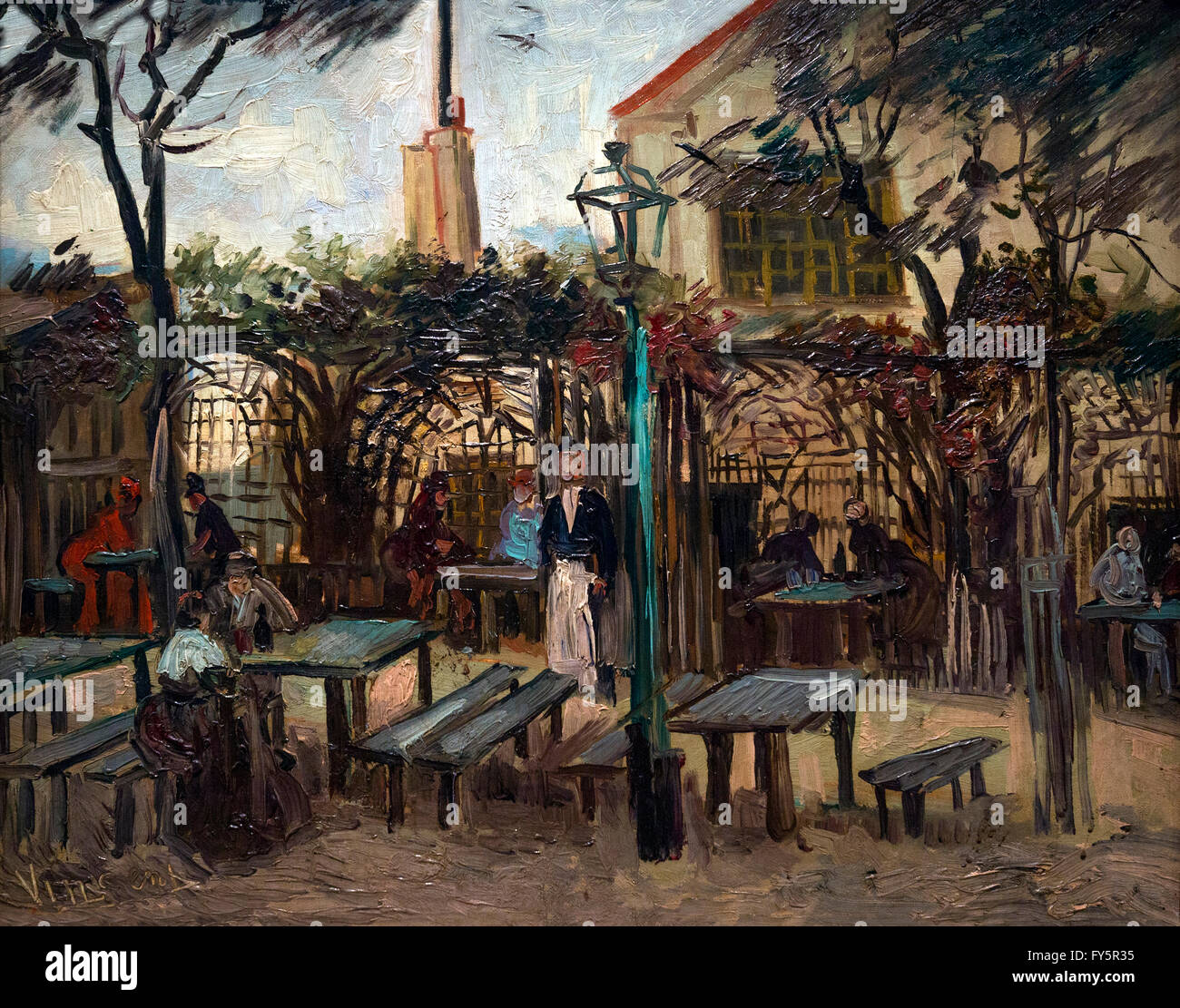 Terrasse d'un café sur la Butte Montmartre, La Guinguette, un Montmartre Le Billard en bois, La Bonne Franquette, par Vincent van Gogh, 1886 Banque D'Images