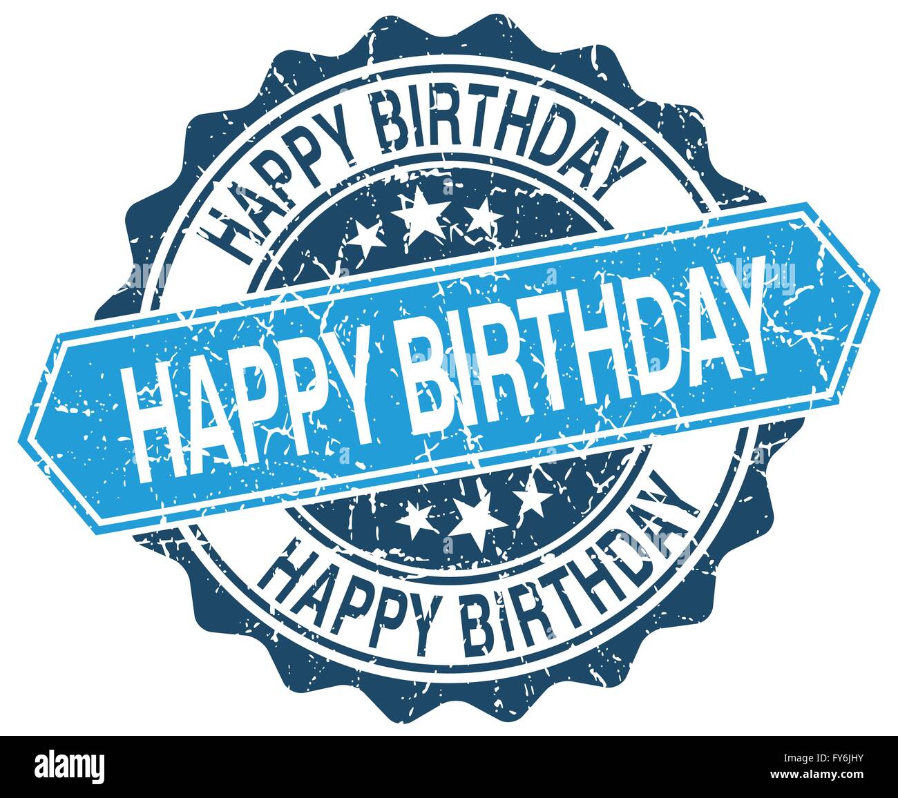 Joyeux anniversaire rond bleu grunge stamp on white Illustration de Vecteur