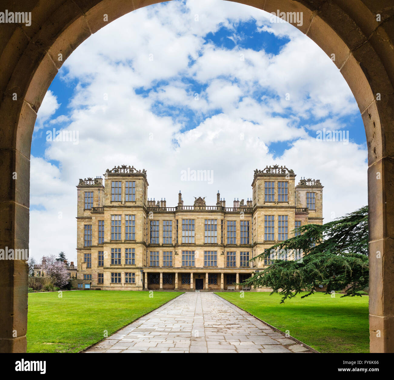 Hardwick Hall, une maison élisabéthaine et accueil de Bess de Hardwick, près de Chesterfield, Derbyshire, Angleterre, RU Banque D'Images