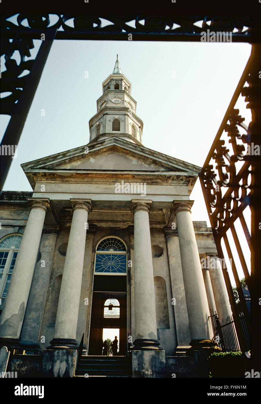 Vue extérieure ; First Baptist Church, Charleston, Caroline du Sud : USA Banque D'Images
