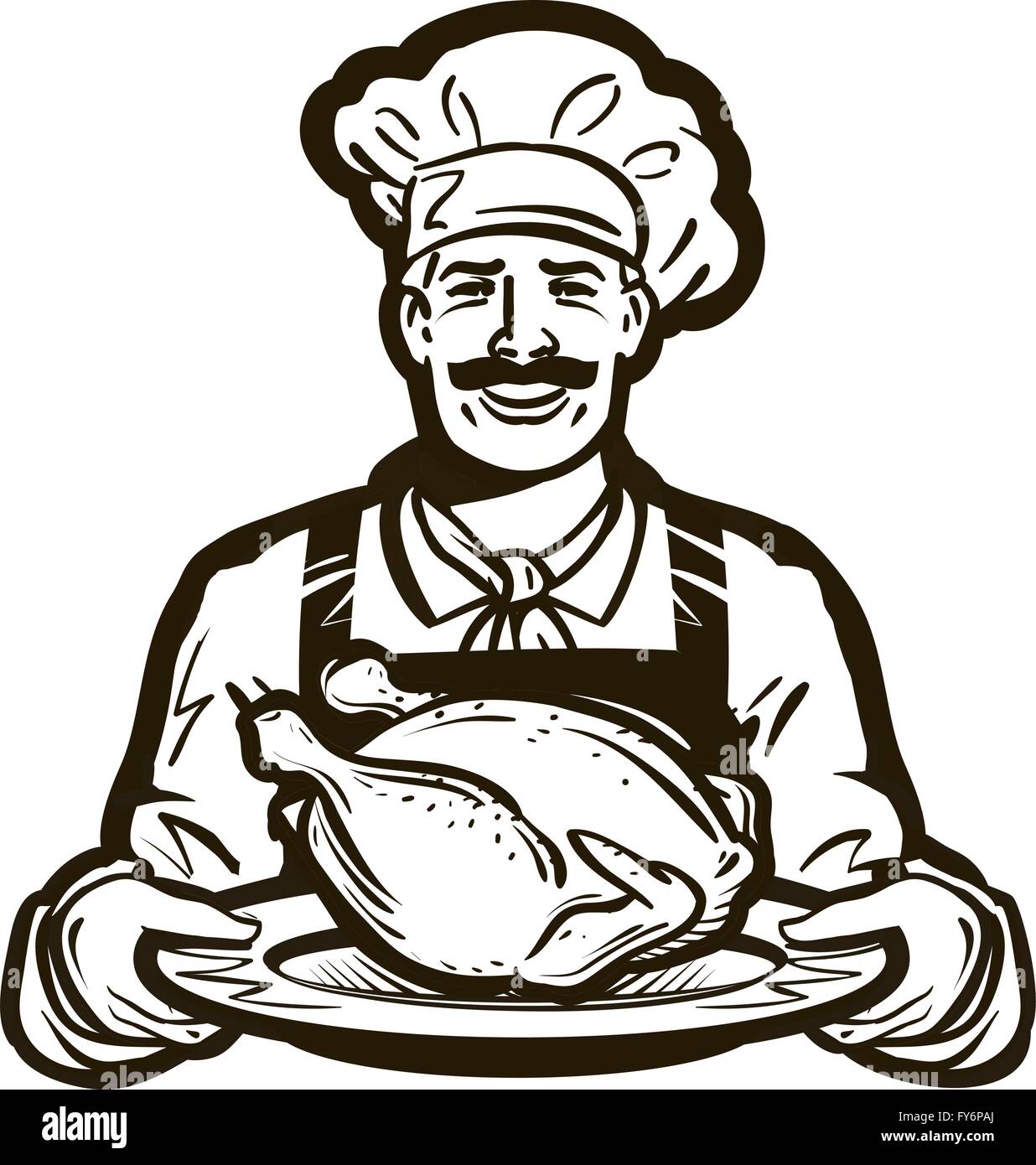 Logo vector cuisine. La viande de poulet, la Turquie, l'icône de l'alimentation Illustration de Vecteur