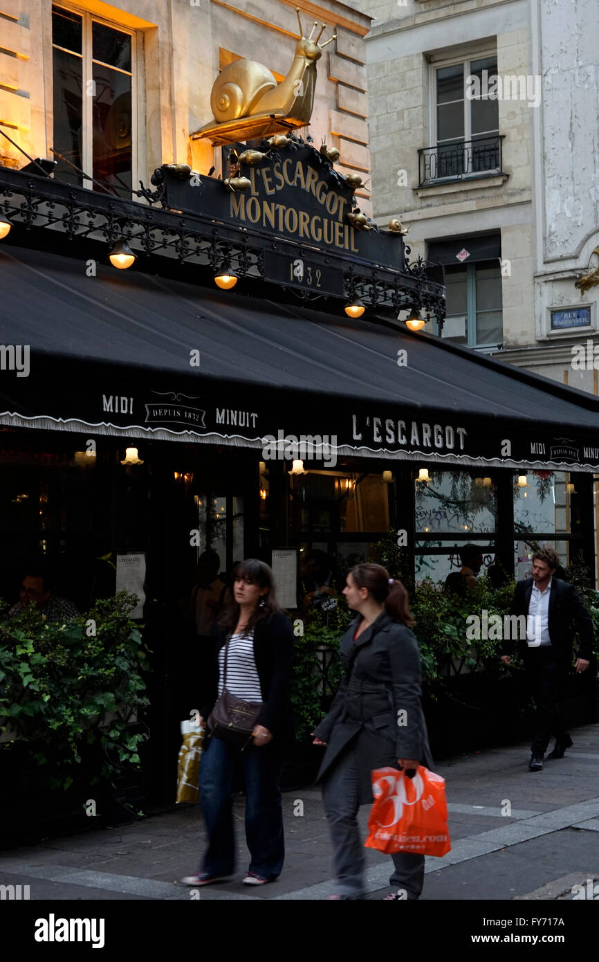 L'Escargot Montorgueil restaurant dans les Enfers, Paris, France Banque D'Images