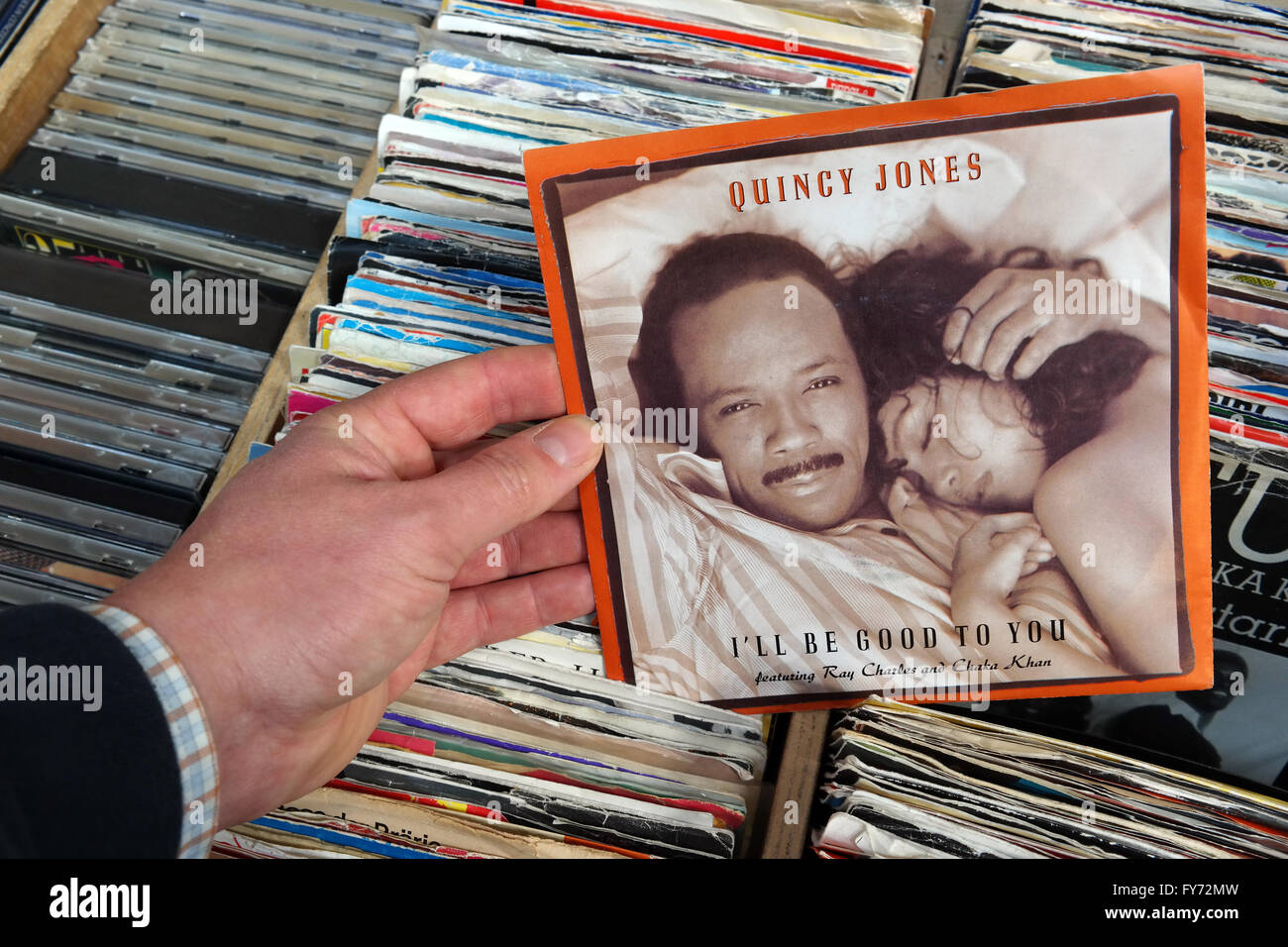 Seul Enregistrement : Je vais être bon pour vous, de Quincy Jones dans un magasin d'occasion. Banque D'Images