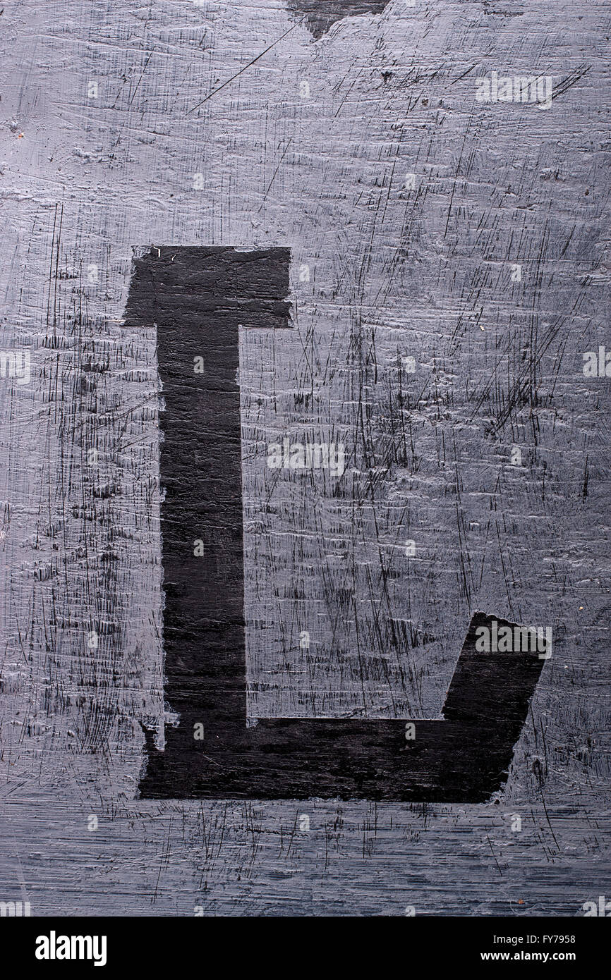 Alphabet grunge noir effet ruban.Lettre L Banque D'Images
