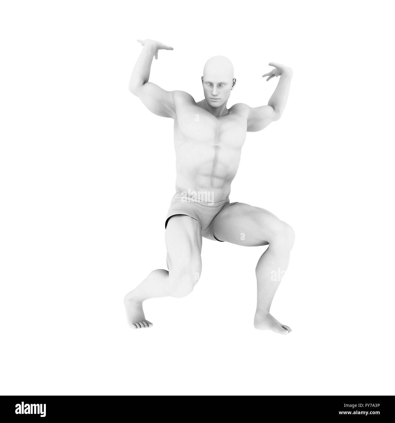 Super Héros posent avec un homme dans le rendu 3d illustration Banque D'Images