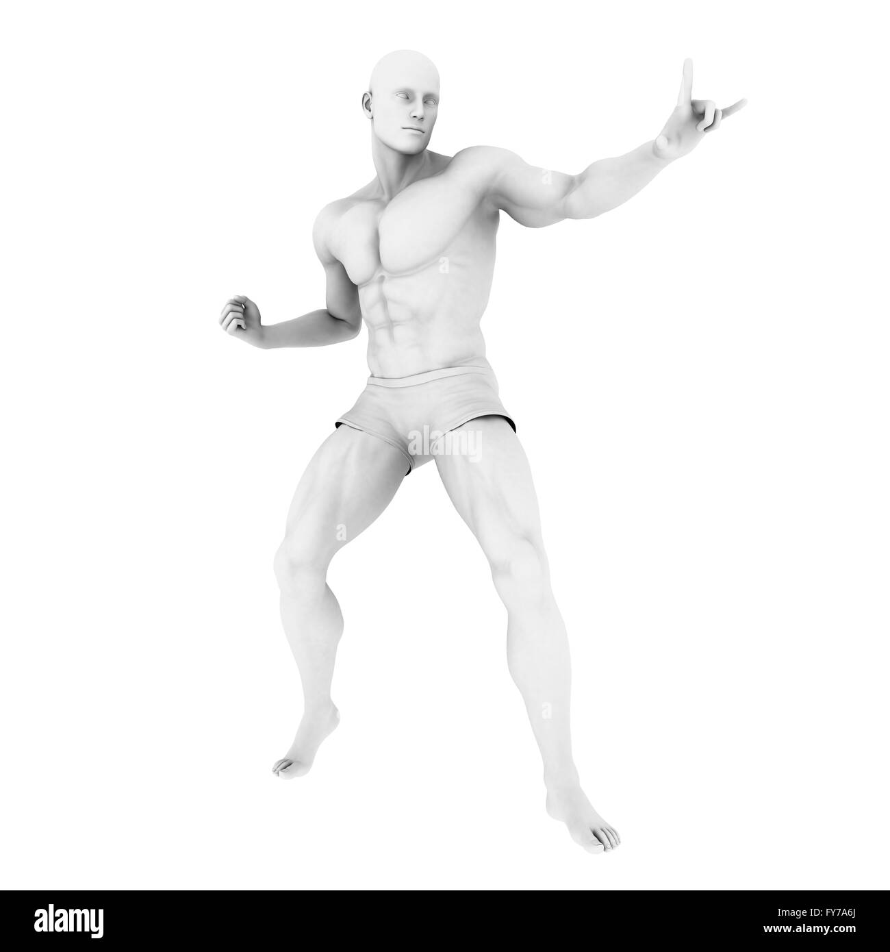 Super Héros posent avec un homme dans le rendu 3d illustration Banque D'Images