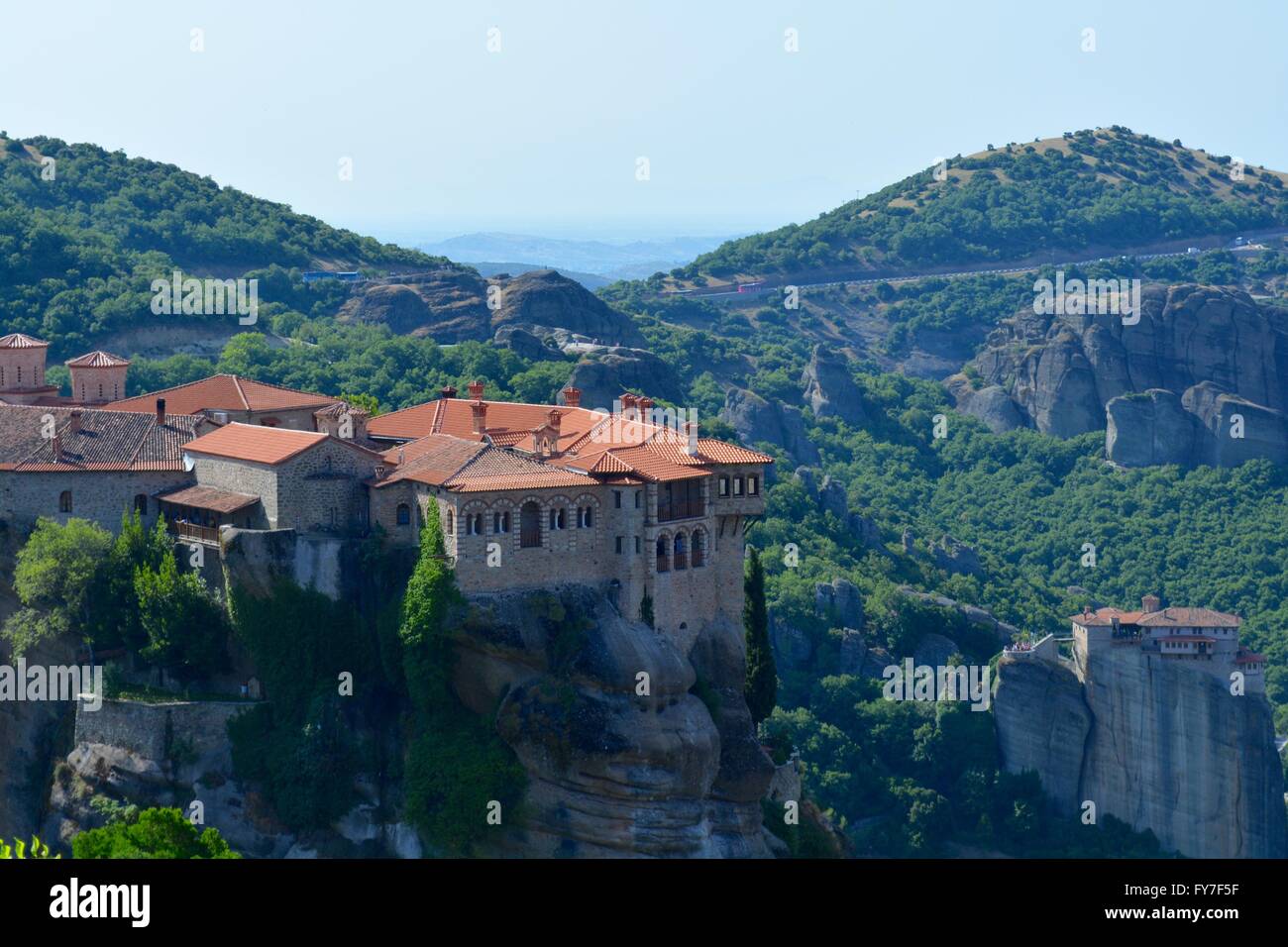 Les météores en Grèce monastère varlaam Banque D'Images