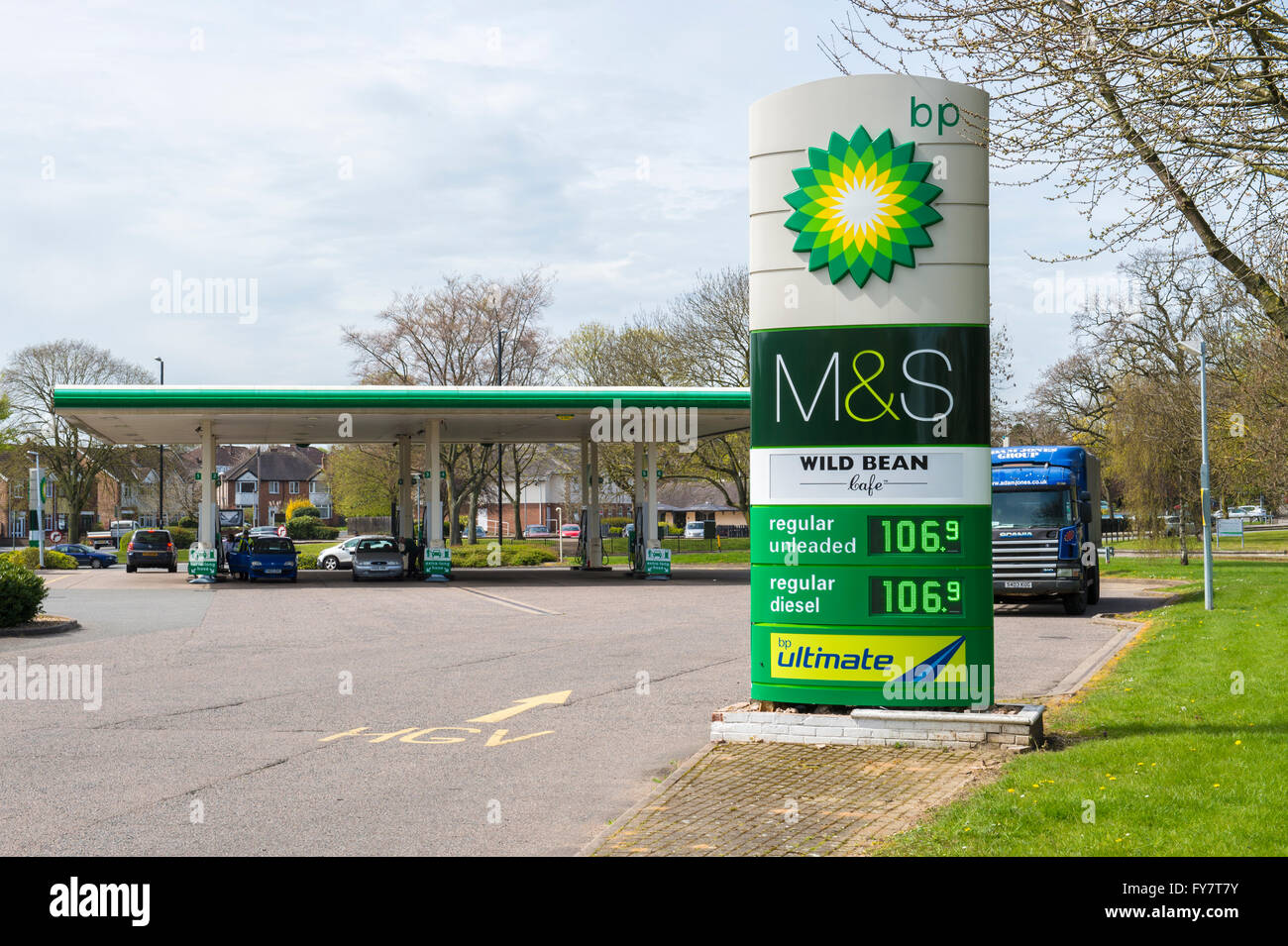Le prix du carburant, BP avant-cour, Coventry Banque D'Images