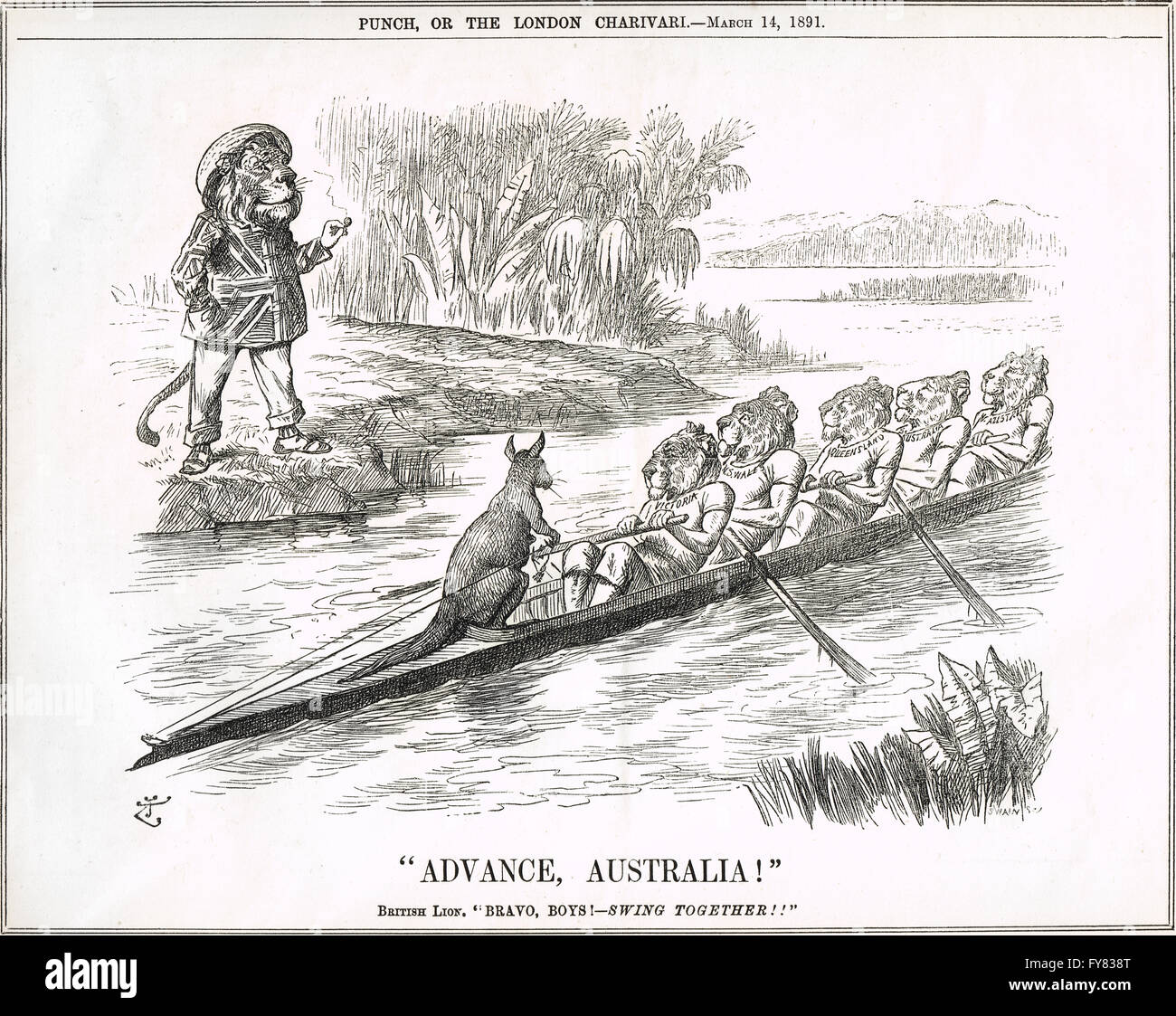 L'avance l'Australie ! Dessin animé par John Tenniel Punch 1891 Banque D'Images