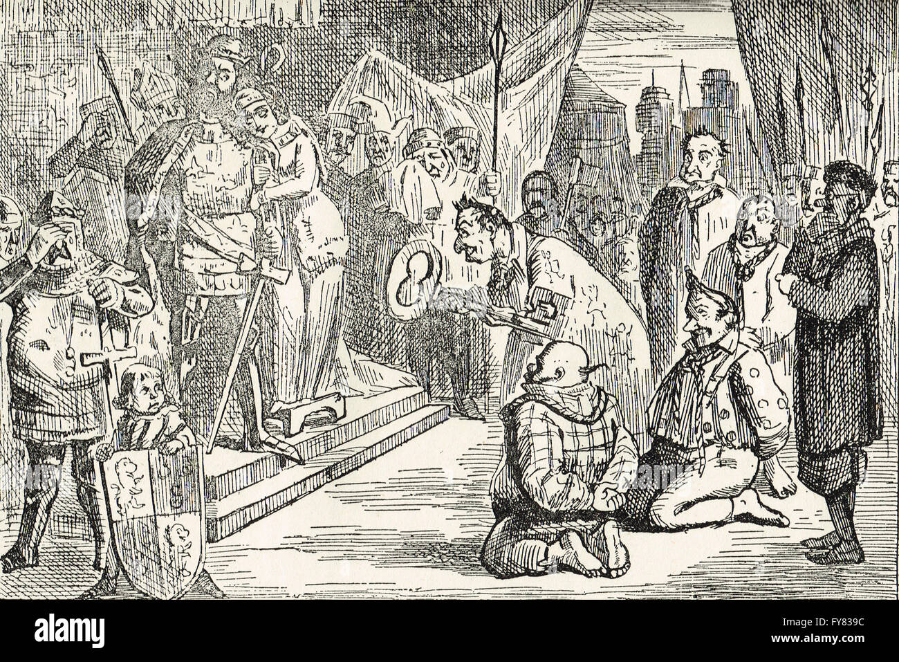Illustration par John Leech. La Reine Philippa intercédant avec Édouard III pour les Bourgeois de Calais. Siège de Calais 1346 Guerre de Cent Ans Banque D'Images