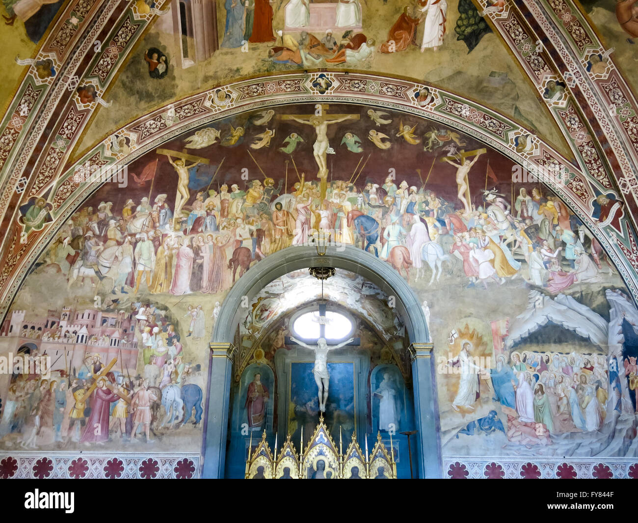 Fresques par Bonaiuto en espagnol Chapelle de Basilique Santa Maria Novella à Florence, Italie Banque D'Images