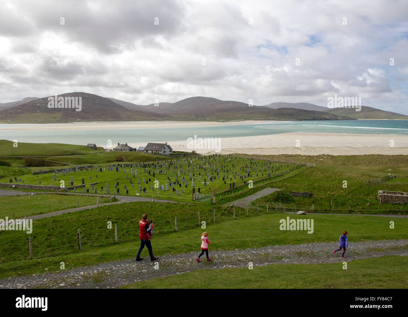 Luskentyre cimetière et Luskentyre plage avec Seilebost dans la distance, Isle of Harris Ecosse, Royaume-Uni. Banque D'Images Luskentyre cimetière et Luskentyre plage avec Seilebost dans la distance, Isle of Harris Ecosse, Royaume-Uni. Banque D'Images