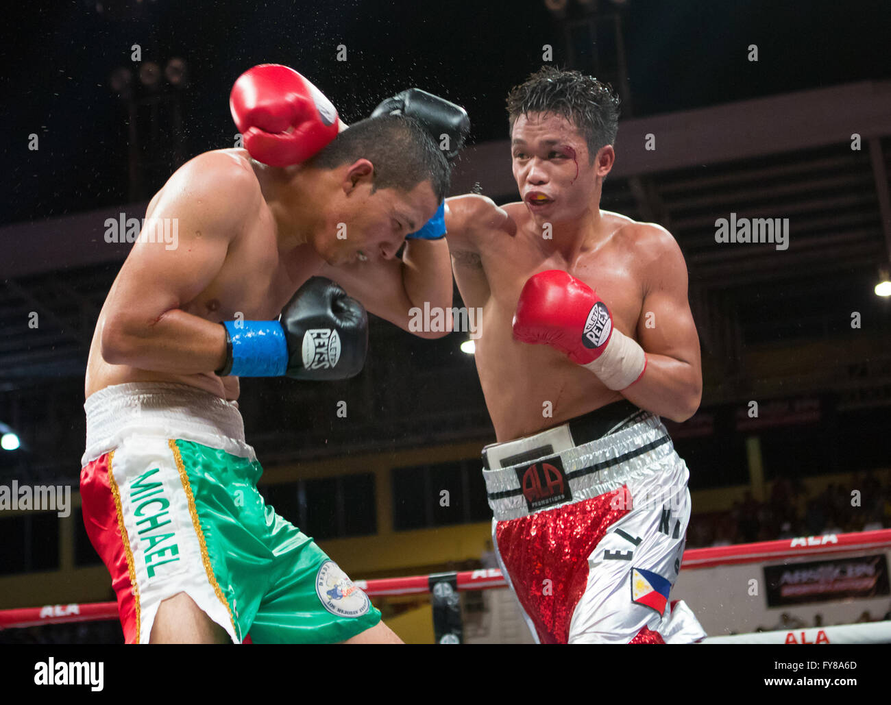 23/4/2016 Complexe sportif de la ville de Cebu, Cebu City, Philippines.Jason 'El Nino' Pagara vs Miguel Zamudio Banque D'Images