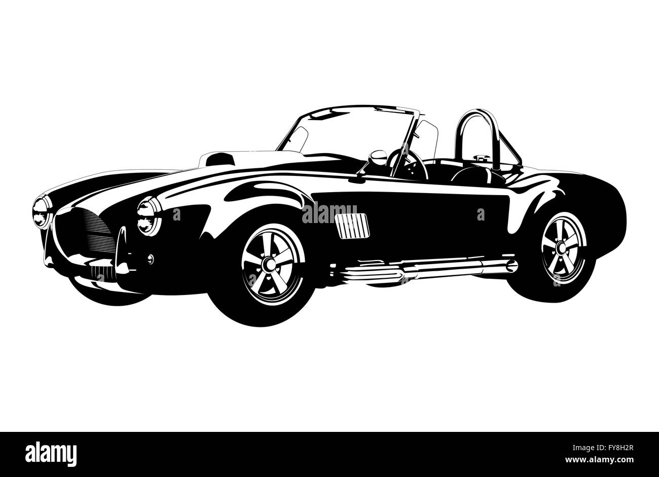 Silhouette сlassic sport car ac Shelby Cobra roadster vector illustration Illustration de Vecteur