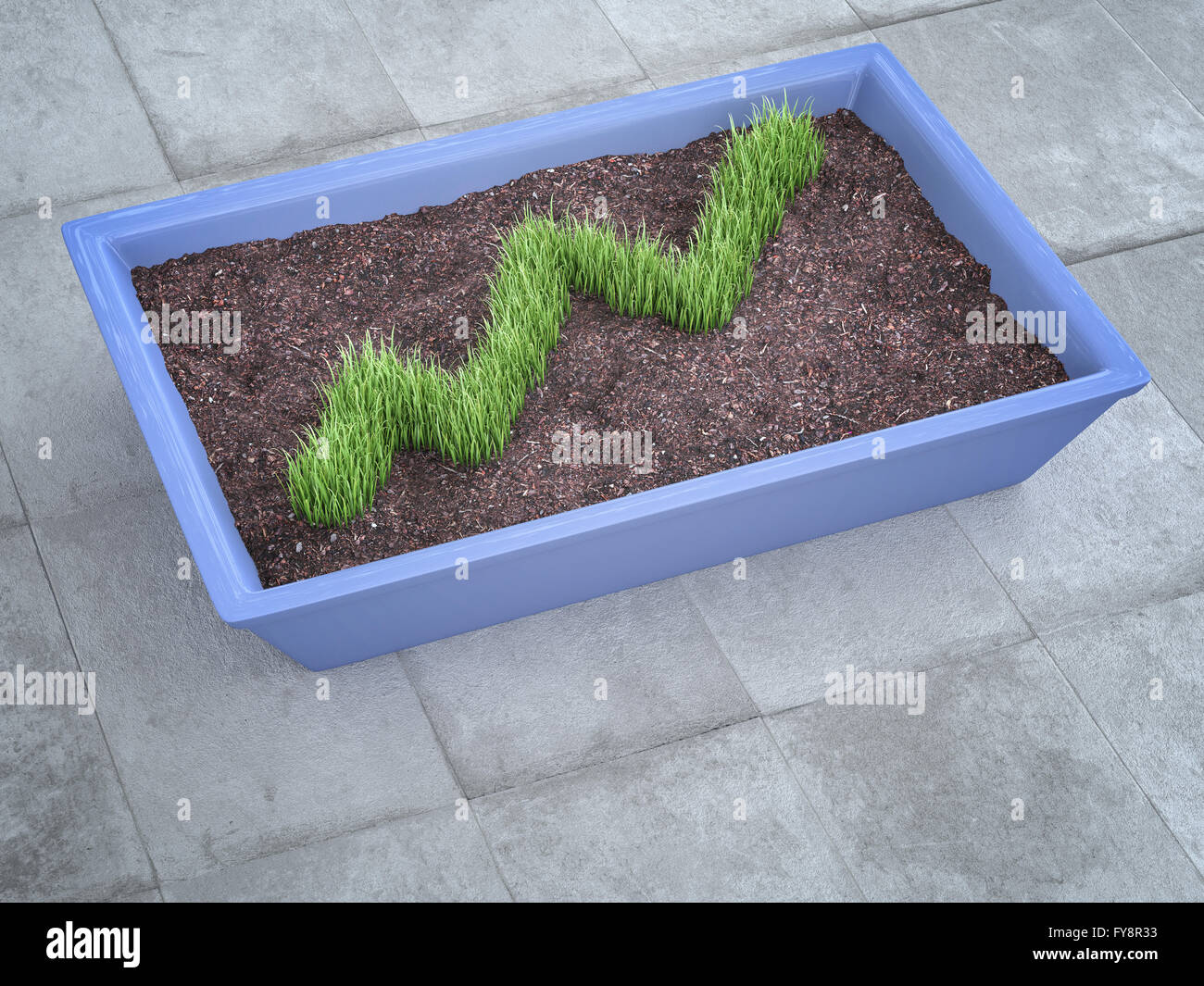 Le Rendu 3D, schéma d'herbe en plante en pot Banque D'Images