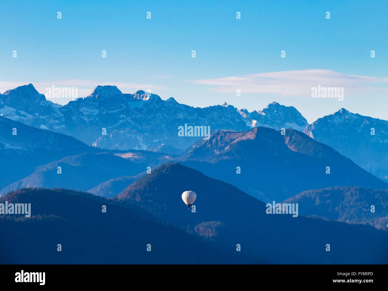 Allemagne, Bavière, avec Vogelkarspitze Karwendel et Pleisenspitze, vue de Geierstein, Isarwinkel Banque D'Images