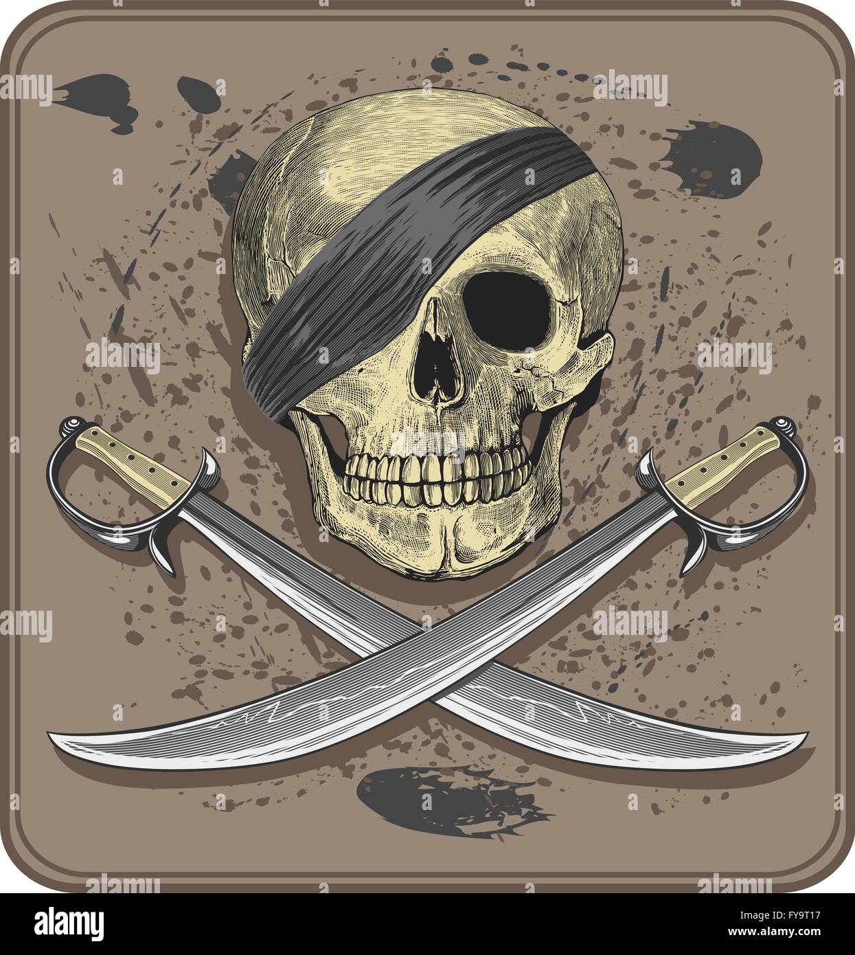 Vector illustration de crâne pirate avec des épées Illustration de Vecteur
