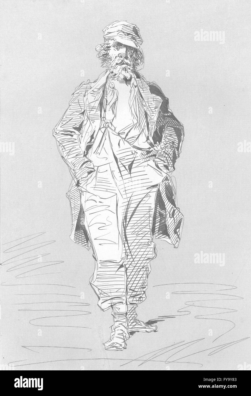 PARIS : Portrait of Parisian barricader, antique print c1856 Banque D'Images PARIS : Portrait of Parisian barricader, antique print c1856 Banque D'Images