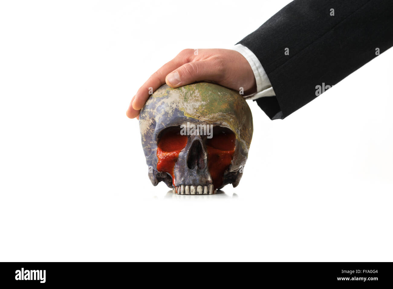 Sous la pression de la terre sanglante d'un homme d'affaires Banque D'Images