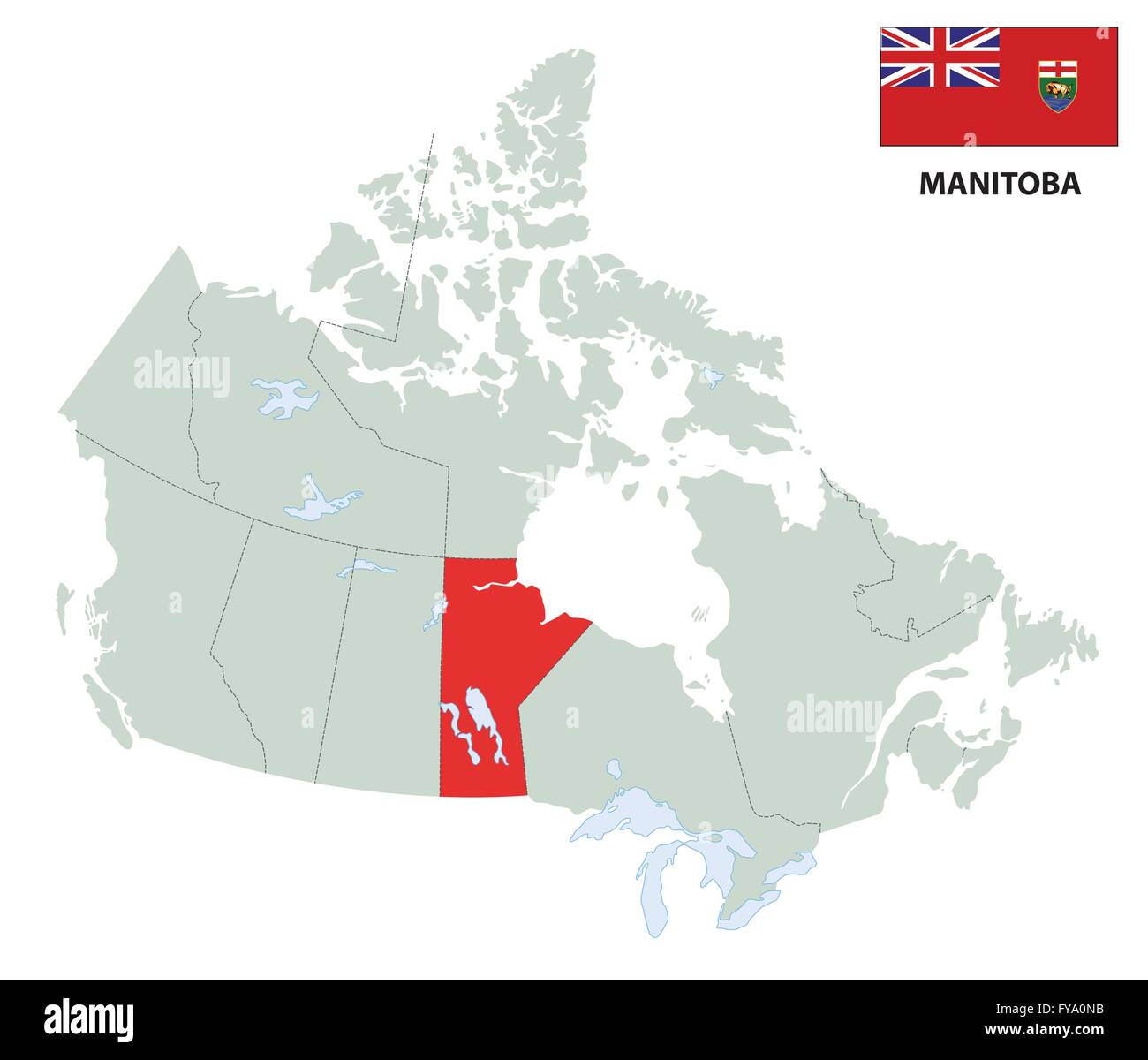 Carte de la province du Manitoba avec drapeau canadien Illustration de Vecteur