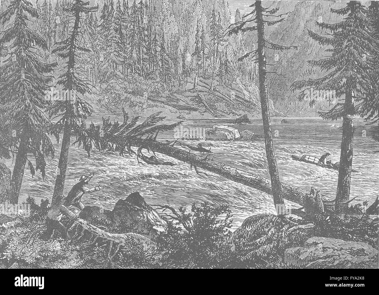 USA : Canoe River (après Milton et Cheadle) , ancien 1890 Banque D'Images