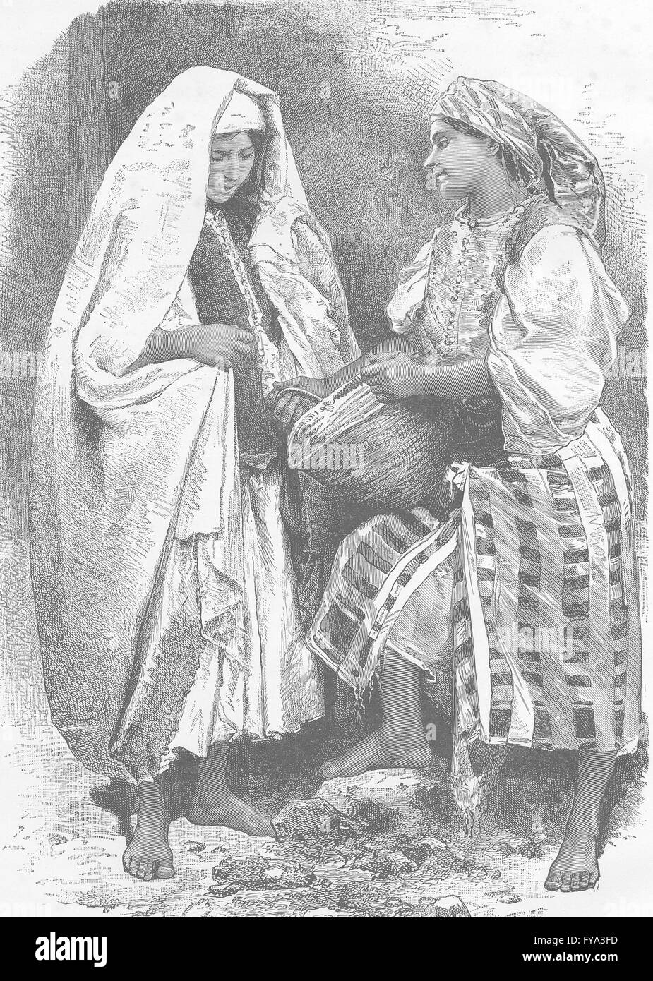 Maroc : les femmes berbères de l'intérieur du Maroc, antique print 1891 Banque D'Images