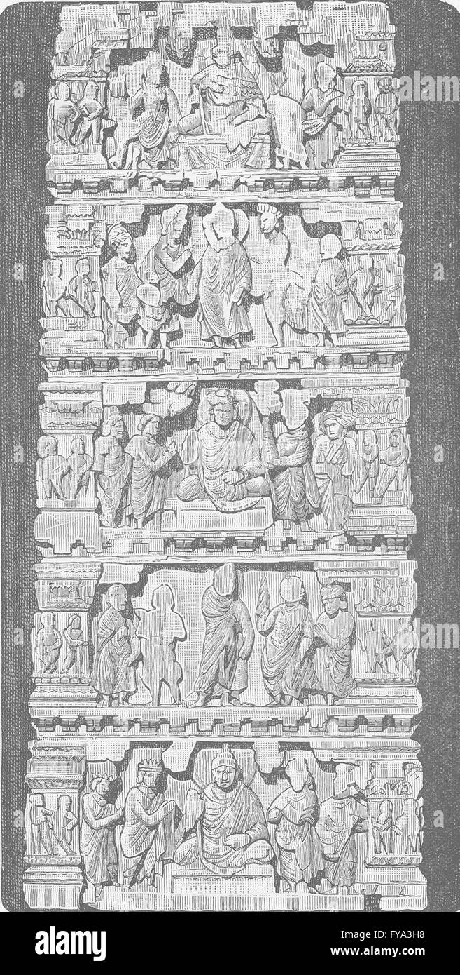 PAKISTAN : Bas-relief du Musée de Peshawar) , ancien 1891 Banque D'Images