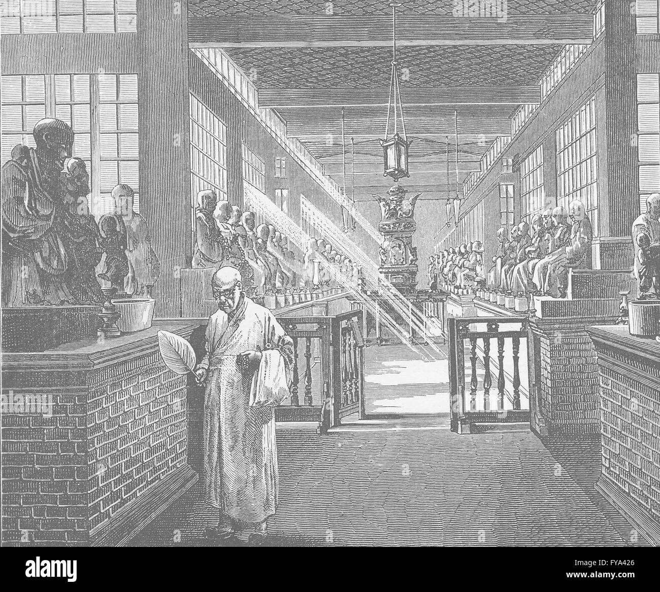 Chine : le temple des cinq cents dieux à Canton, antique print 1892 Banque D'Images