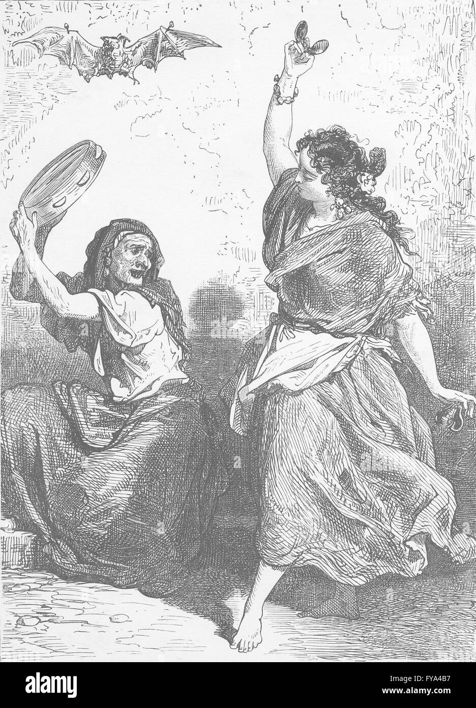 Espagne : Gypsy (Gitana) Danse de Grenade le Zorongo, antique print 1893 Banque D'Images