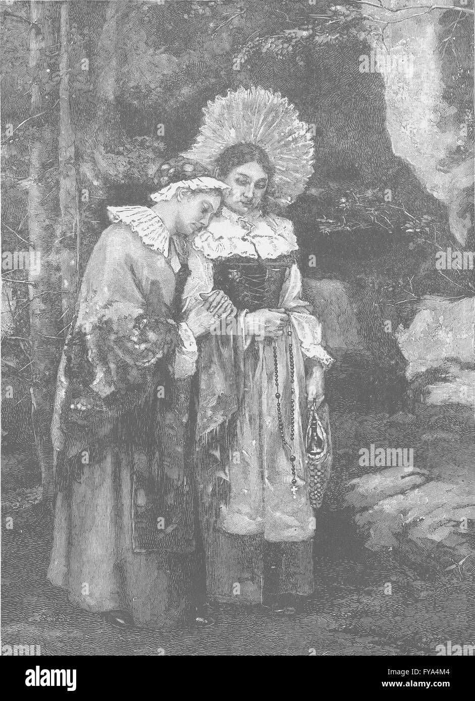 FRANCE : pèlerins alsaciens, antique print 1894 Banque D'Images