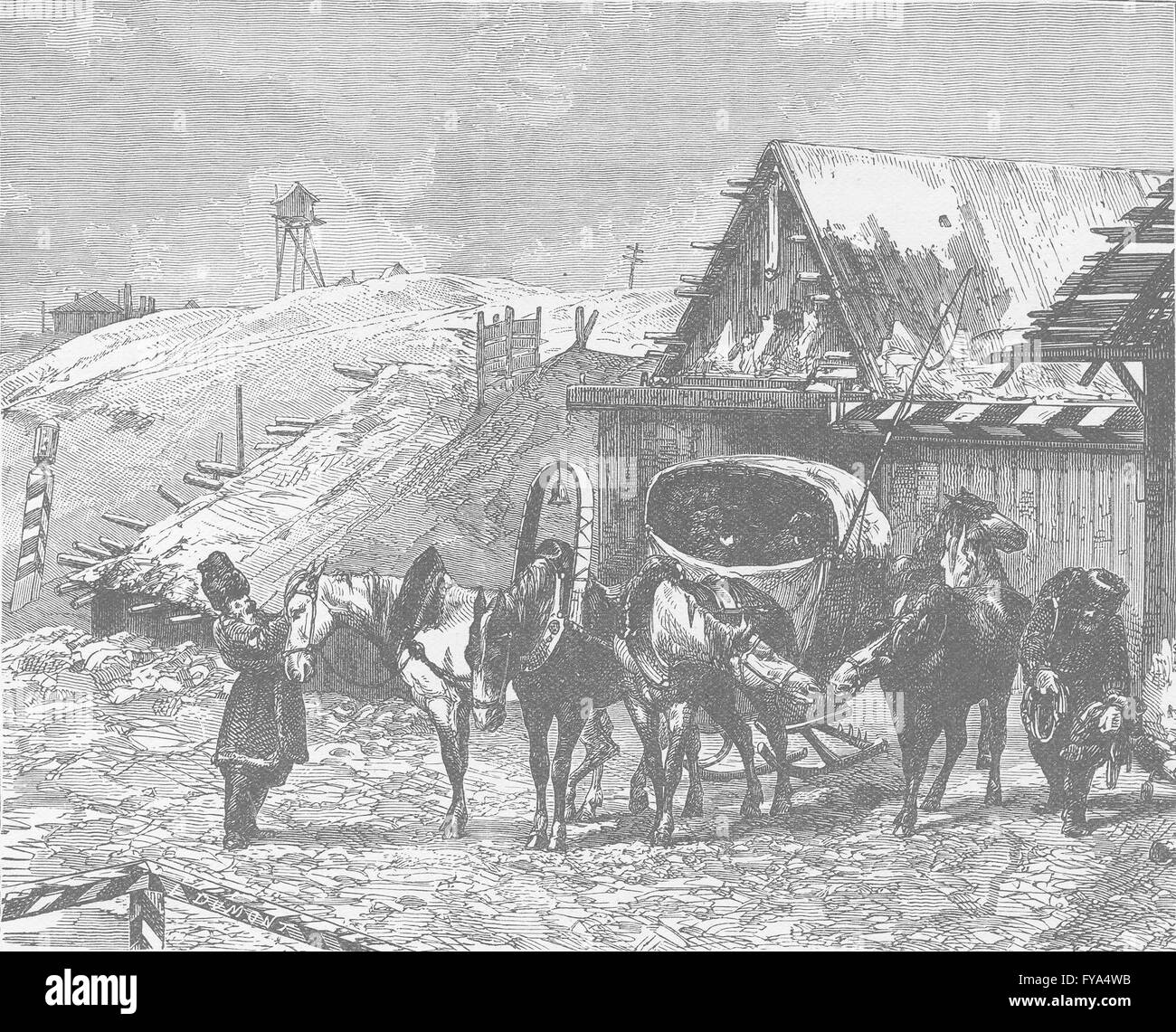 La Russie : la poste russe-house, antique print 1894 Banque D'Images