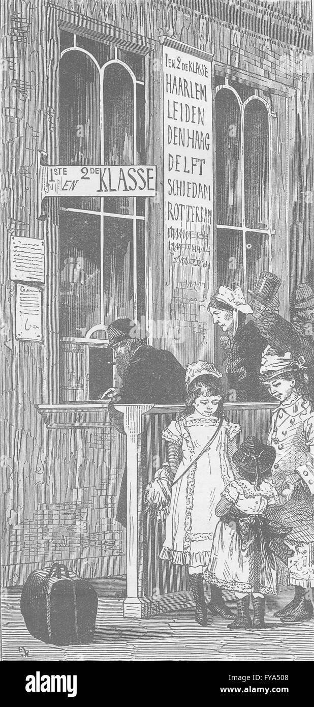 Pays-bas : réservation de fer-office, Amsterdam, antique print 1894 Banque D'Images