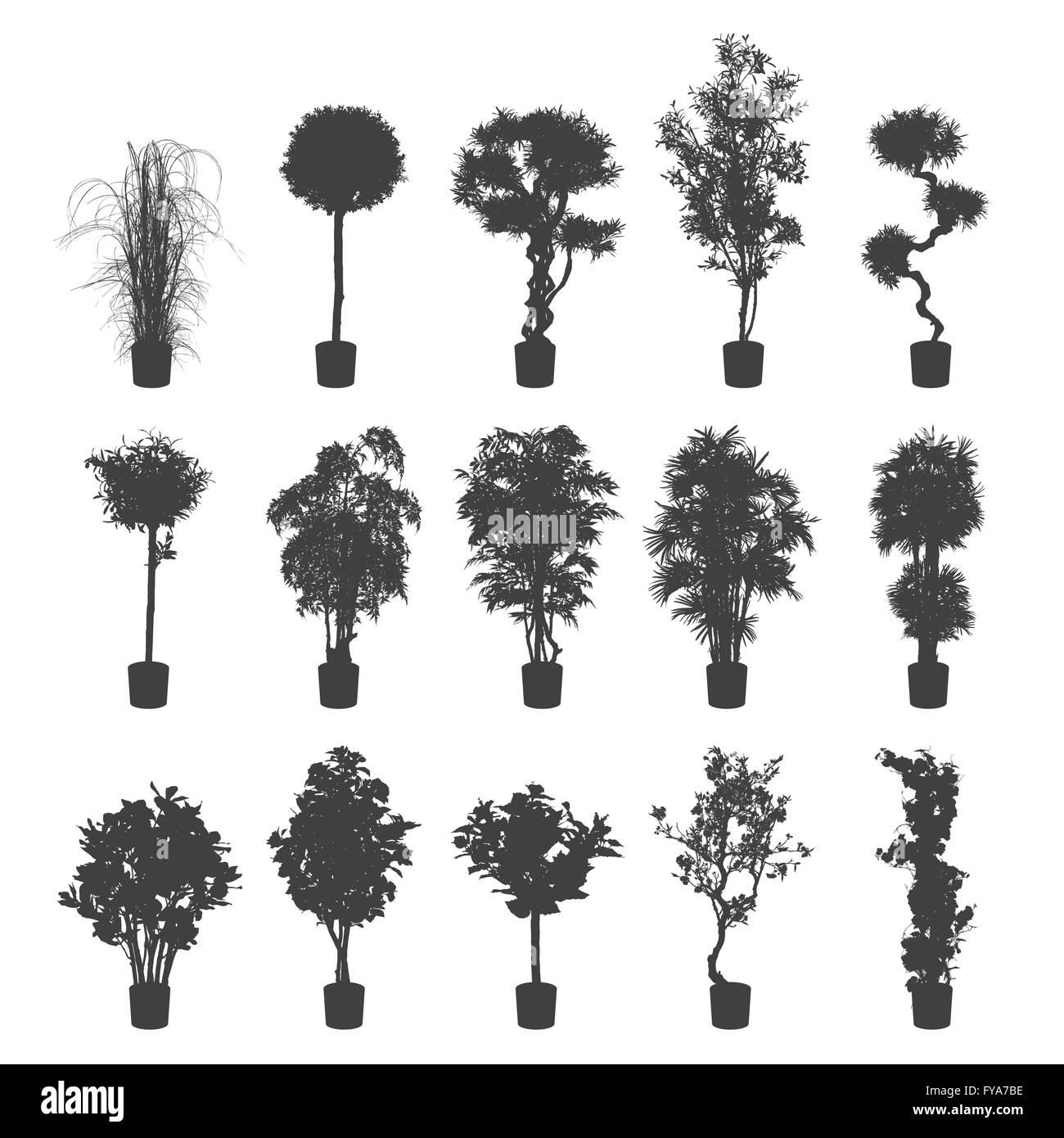 Chambre et bureau silhouette plantes ensemble. Vector illustration. EPS 10. Illustration de Vecteur