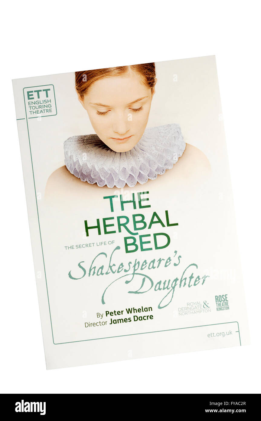 Flyer pour 2016 English Touring Theatre production de préparations à base de lit - La vie secrète de la fille de Shakespeare. Banque D'Images