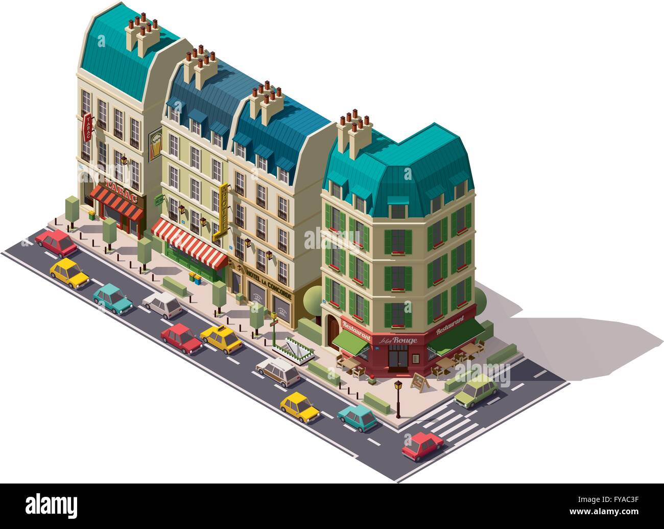 Paris rue isométrique vectoriel Illustration de Vecteur