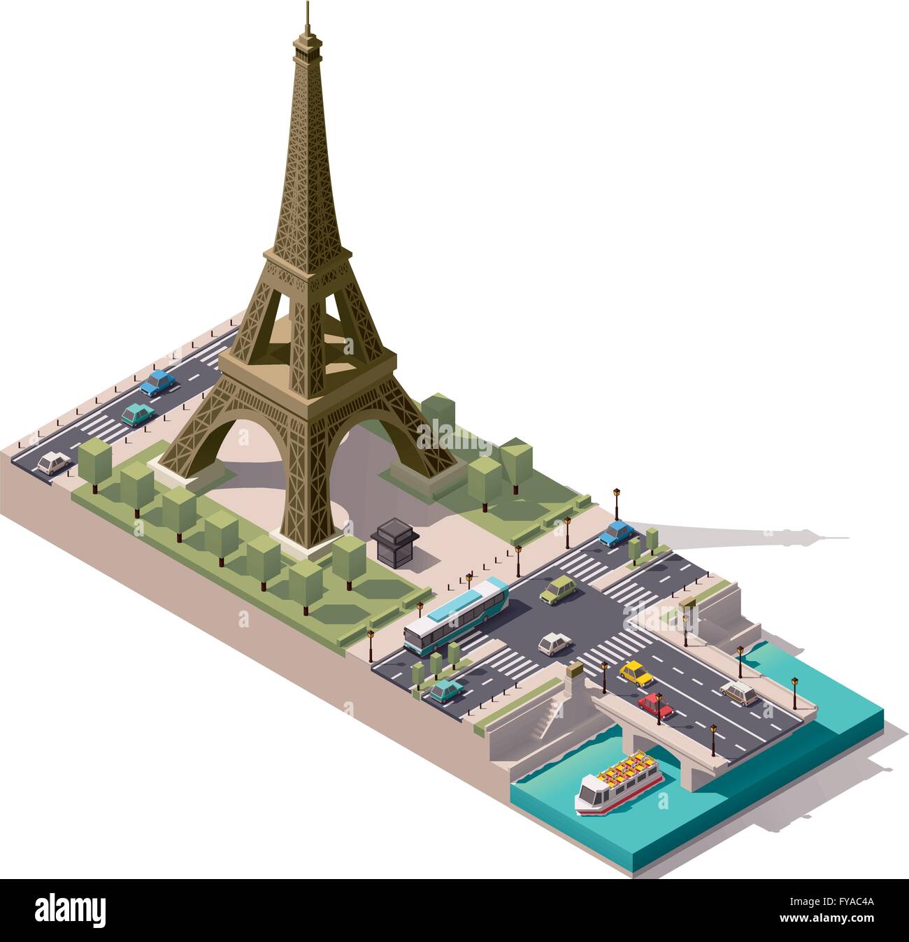 Carte isométrique vectoriel de la Tour Eiffel Illustration de Vecteur